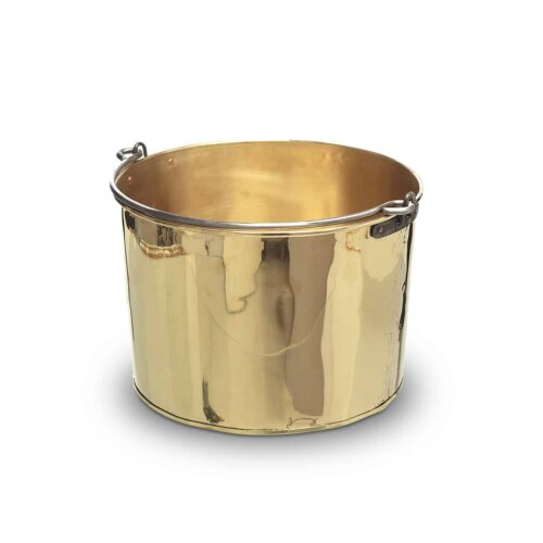 Vedgryta i mässing, smideshandtag, Ø38cm