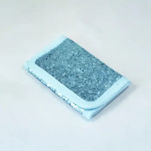 Plånbok med glitter med dragkedja och olika innerfack blå