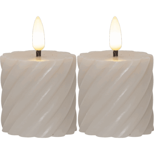 LED Blockljus 2-pack Flamme Swirl