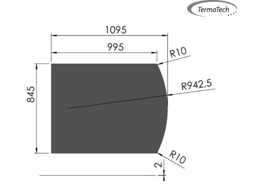Golvplatta Rak båge 850x1100 (845x1095mm)