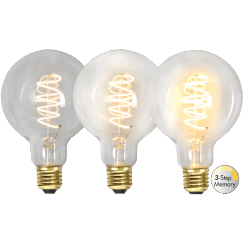 LED-LAMPA E27 G95 DECOLED SPIRAL CLEAR 3-STEP MEMORY