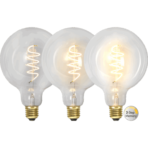 LED-LAMPA E27 G125 DECOLED SPIRAL CLEAR 3-STEP MEMORY