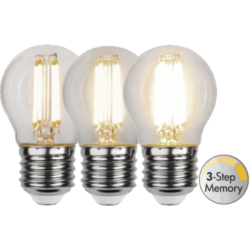 LED-LAMPA E27 G45 CLEAR 3-STEG MEMORY
