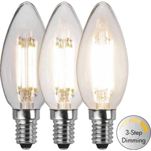 LED-LAMPA E14 C35 CLEAR 3-STEP