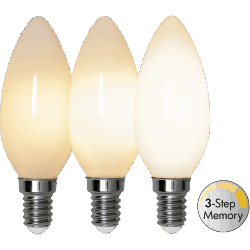 LED-LAMPA E14 C35 OPAQUE FILAMENT RA90 3-STEP MEMORY