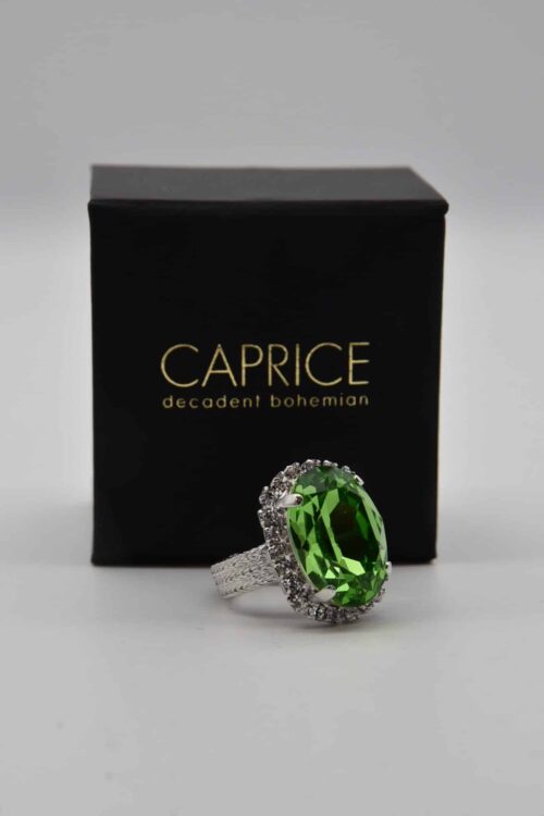 Kelly II Ring Rhodium Peridot