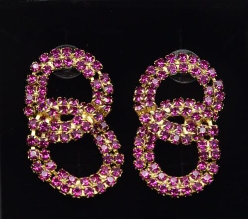 Glam Chain Jr Örhänge Guld Fuchsia