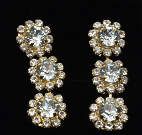 Petite Fleur Trio Örhänge Guld Ljusblå