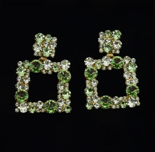 Magic Squares Earring Gold Ljusgrön