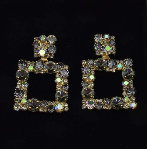 Magic Squares Earring Gold Graphite mix