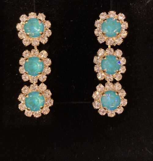 Caprice Petite Fleur trio guld turkos örhänge