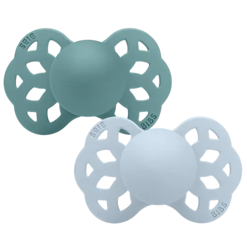 BIBS -Silikonnapp Infinity 2-Pack Symmetrisk Baby Blue/Island Sea Size 1