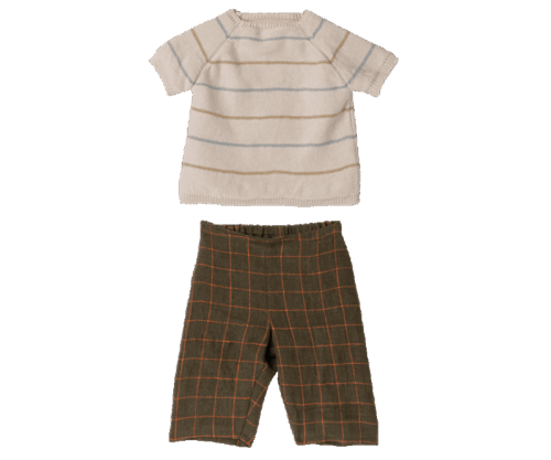 Maileg Rutiga Byxor Med Stickad Tröja Storlek 5