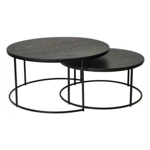 Soffbord Muran Runt Svart 2-Set