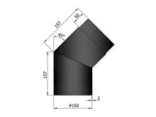 Termatech ø150 Böj 45° kort