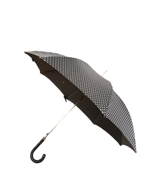 Pasotti 1956 Paraply Svart Mönstrat Twistat Läderhandtag