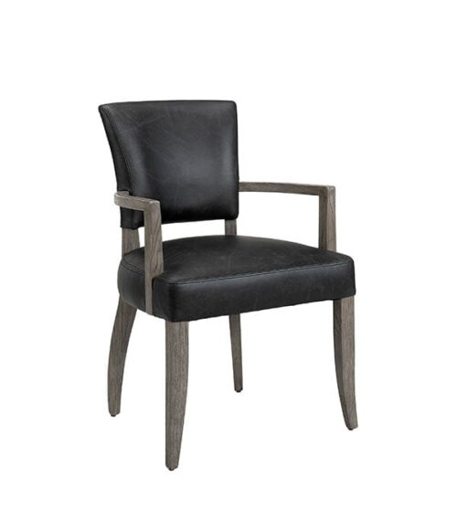 Artwood Matstol Maggie Svart skinn med armstöd