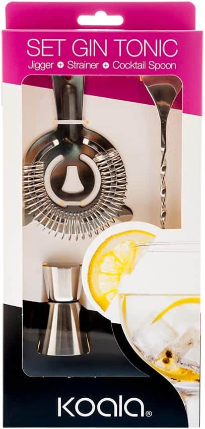 Gin & Tonic Set med Cocktailsked, strainer och jigger
