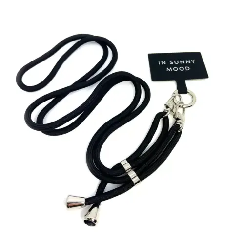 Mobilhalsband Svart Silver