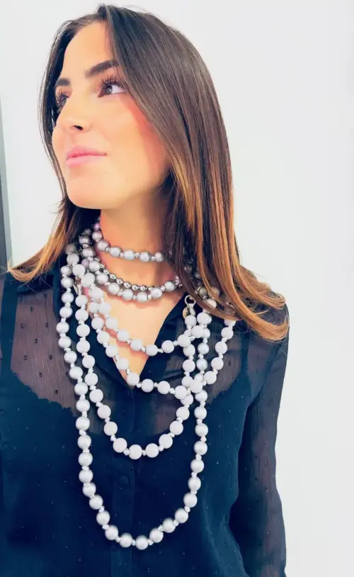 Mobilhalsband Olivia Wood Vit