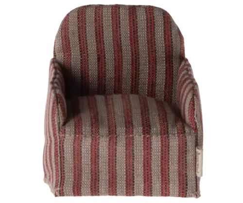 Maileg Fåtölj röd randig mus