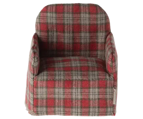 Maileg Fåtölj röd rutig mus
