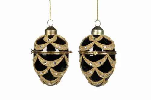 Ägg Glas Öppningsbar Svart Ø6x10cm