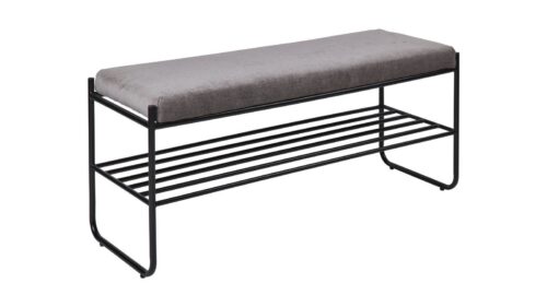 BLONVILLE Bänk med hylla, grå textil