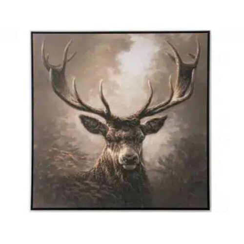 Tavla hjort med svart ram 100x100cm Jens Flesjå