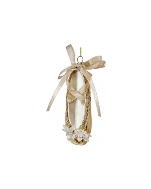 Dekoration Balettsko i Glas Guld 13cm