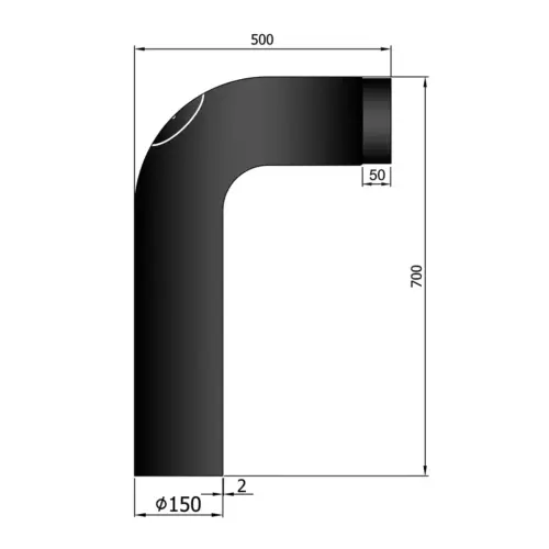 Termatech Knärör Fullform 700x500mm, m. sotlucka