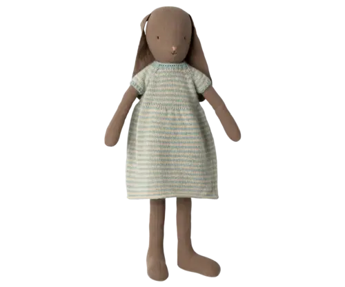 Maileg Kanin storlek 4, Brun - Stickad klänning