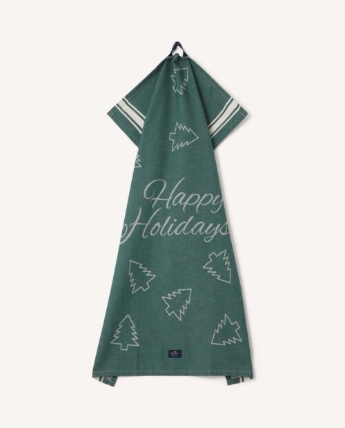 Lexington Happy holidays jacquardmönstrad kökshandduk Grön