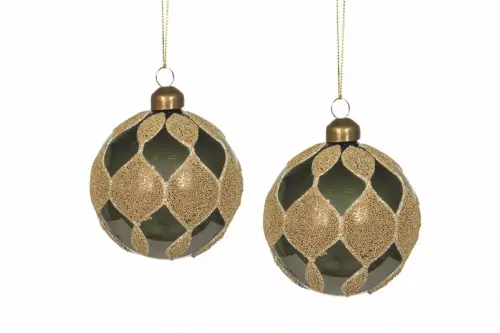 Glaskula Orient Oliv Ø8cm