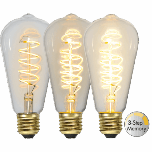 Star Trading LED-lampa E27 ST64 Decoled Spiral Clear 3-step memory