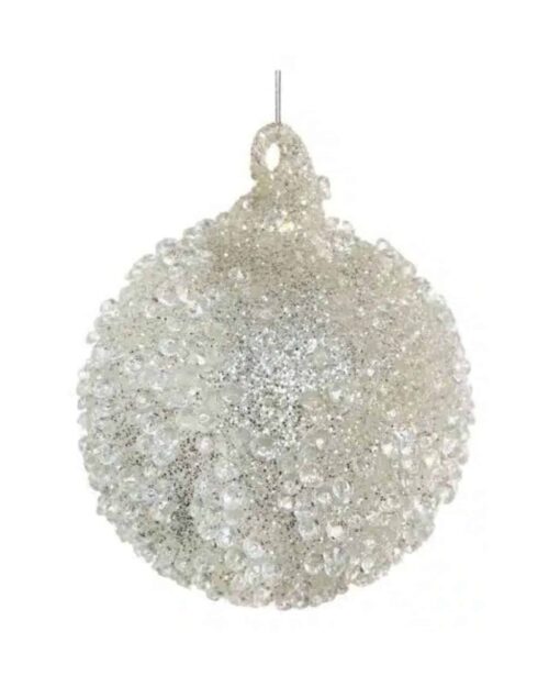 Julkula Glas Klar Silverpärla Glitter utsida 8cm