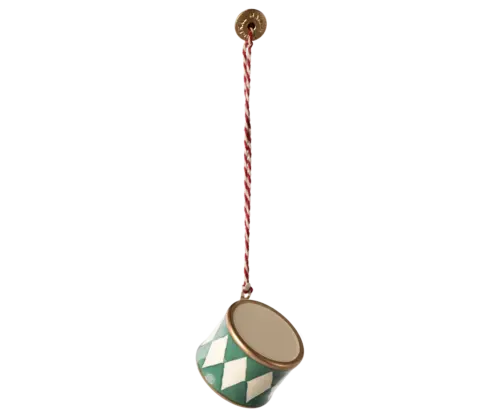 Maileg julpynt - Trumma liten att hänga upp, metall - Mörkgrön