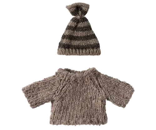 Maileg Stickad tröja och mössa, Storebror mus