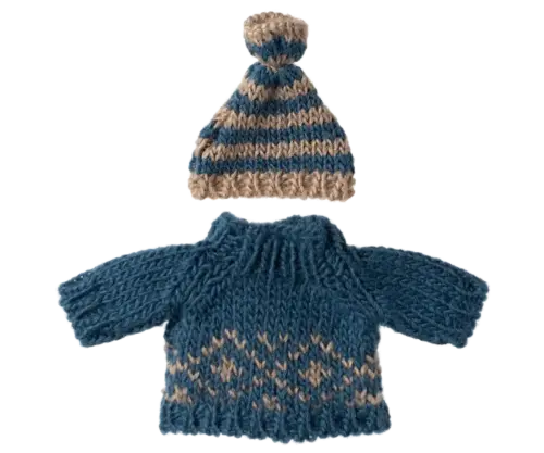 Maileg Stickad tröja och mössa, pappa mus