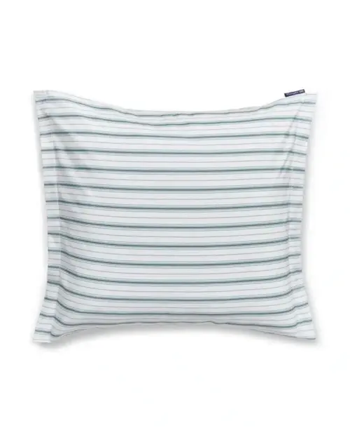 Lexington Örngott i randig bomullspoplin, beige/eukalyptus