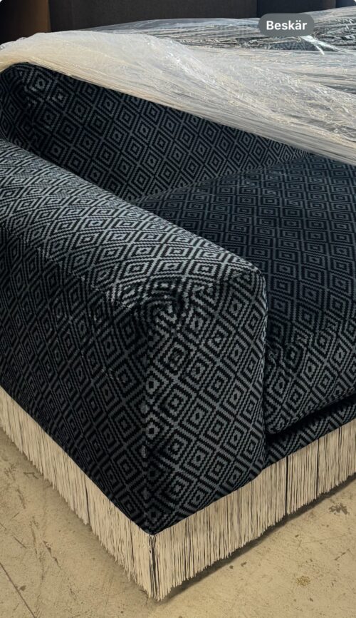 Walter Soffa blå med fransar