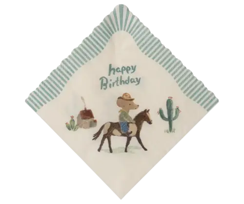 Maileg Servetter Happy birthday - Cowboy