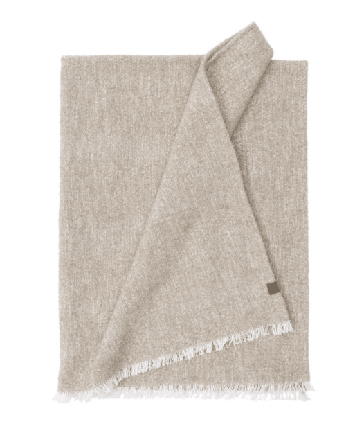 Ernst Pläd 130x180 beige m vit frans