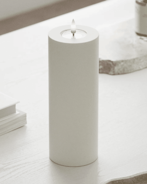 Deluxe Homeart Utomhus LED Blockljus Ø 10x20 cm Vit