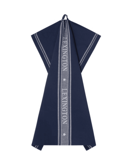 Lexington Icons kökshandduk med jacquardstjärna i bomull - Dressblå-vit