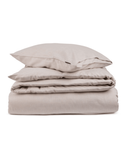 Lexington Bäddset Randig lyocell flanell beige/vit