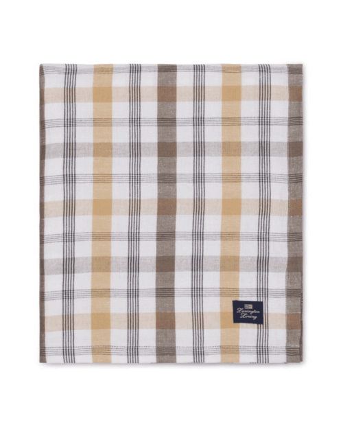 Lexington Rutig duk i lin/bomull Oliv, Vit, Stone - Lexington, 180x180