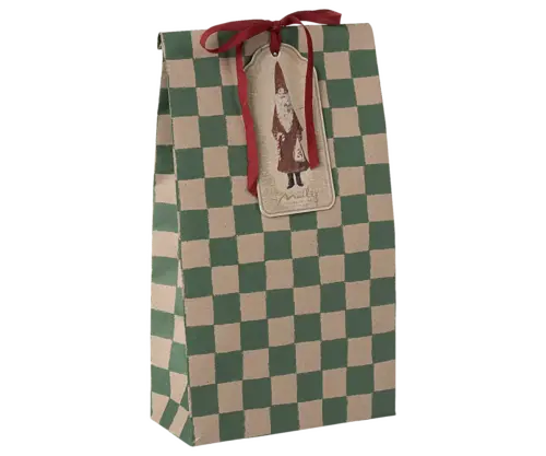 Maileg Presentpåse Medium Grön rutmönstrad 