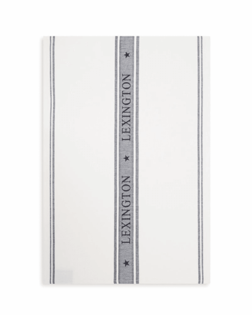 Lexington Icons kökshandduk med jacquardstjärna i bomull - Vit-Dressblå