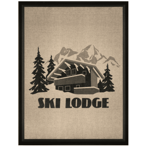 Tavla Ski Lodge med svart ram 35 X 45cm